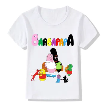  Новые Милые футболки Barbapapa с мультяшным рисунком, Забавные детские футболки Для мальчиков и девочек, Летние топы, Футболки, Детская Повседневная одежда для малышей от 3 до 13 лет