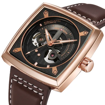 Новые модные механические мужские часы AOCASDIY, роскошные часы с трехцветным циферблатом, водонепроницаемые светящиеся деловые наручные часы