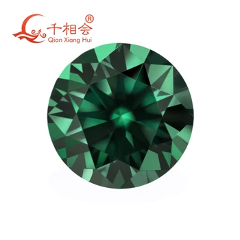  от 3 мм до 12 мм зеленого цвета, круглая бриллиантовая огранка, муассанит, сыпучий камень для изготовления ювелирных изделий