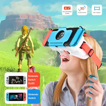  Очки для гарнитуры NS Switch OLED VR, фильмы виртуальной реальности 3D, Повязка на голову для геймеров, Очки для игр Nintendo Switch, Аксессуары