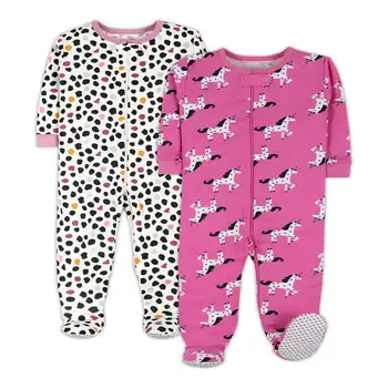  Пижама на молнии с 2 штучными ножками для маленьких девочек, размер от 9 месяцев до 5 лет
