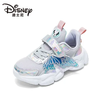  Повседневная обувь Disney для девочек; сезон весна-осень; новые дышащие сетчатые туфли принцессы с мягкой подошвой; детская спортивная обувь с Микки Маусом