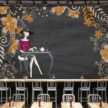  Пользовательские Фотообои Европейское Классическое кафе Тематический Ресторан Декоративная Роспись Фрески Креативный Художественный Фон Наклейки На стены
