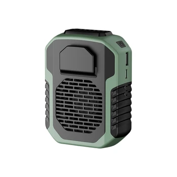  Портативный подвесной поясной вентилятор емкостью 6000 мАч, черно-зеленый пластиковый USB-зарядный мини-вентилятор высокой мощности для работы на открытом воздухе