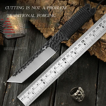  Практичный открытый нож ручной ковки высокой твердости для выживания, прямой нож для дайвинга, походный нож для выживания