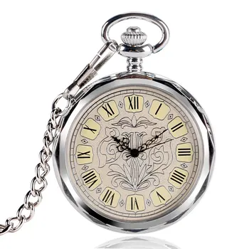  Роскошные Нерегулярные Серебряные механические карманные часы с ручным заводом, Мужские И женские Подарочные подвески, Ожерелье, часы с римским циферблатом