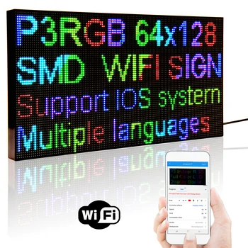  Светодиодный Дисплей Sign P3 39CM RGB WiFi Programmable Scrolling Message HD Широкий Рекламный щит Складная Подставка 5V Для Рекламного освещения Магазина