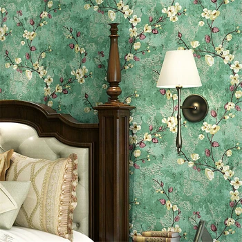  сельские ретро-обои с зелеными цветами для гостиной, спальни, ТВ-фона, обои papel de parede, украшения для дома