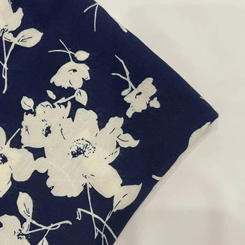  Синий цветок, цифровая печать, 100% вискоза, детская швейная ткань, весенне-летнее женское платье дизайнерского производства