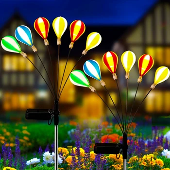  Солнечные Садовые Подвесные светильники LED Outdoor Waterproof Hot Air Balloon Декоративные Дорожные светильники для двора, газона, патио