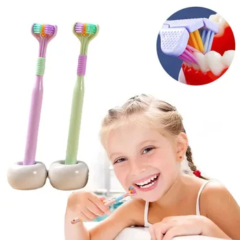  Трехсторонняя Креативная зубная щетка с ультрамягкой щетиной, детская зубная щетка для ухода за полостью рта, безопасная Зубная щетка для чистки полости рта
