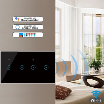  Умный Беспроводной выключатель WiFi 4/5/6 банд, Умный выключатель, настенная розетка, сенсорная панель управления, совместимая с Alexa Google Home