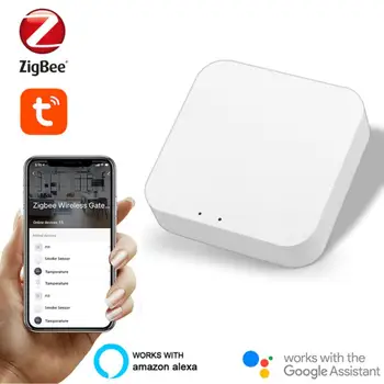  Умный концентратор Tuya ZigBee 3.0, беспроводной / проводной шлюз-мост для голосового дистанционного управления приложением, работает с Alexa Google Home Assistant