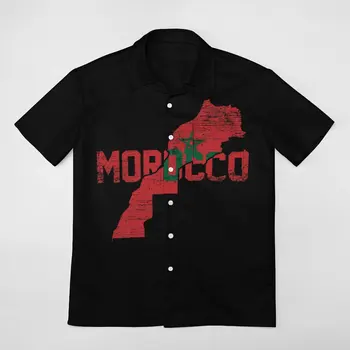  Флаг Марокко Map_42672291 Футболка Премиум-Класса с Координатами Высшего Качества, Рубашка с короткими рукавами, Размер Home, США