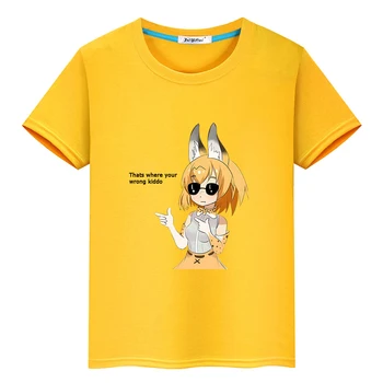  Футболка с принтом аниме Kemono Friends Serval, Японская футболка с рисунком Манги, детская футболка из 100% хлопка для мальчиков и девочек, футболки Kawaii