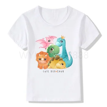  Футболка с рисунком динозавра для мальчиков/девочек, милый подарок на день рождения, одежда с номером, футболка с рисунком динозавра для малышей
