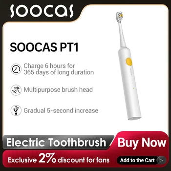  Электрическая зубная щетка SOOCAS Sonic PT1, умная ультразвуковая зубная щетка для чистки и отбеливания, портативная для путешествий