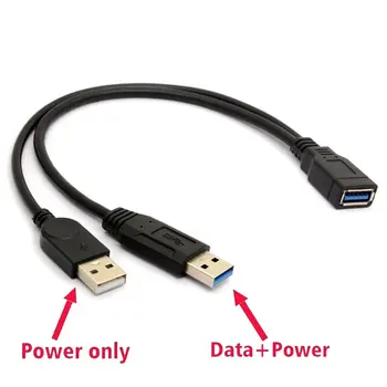  20 см USB3.0 к USB3.0/2.0 USB3.0 Женский к Dual USB Мужской Удлинительный кабель для передачи данных Y дополнительного питания