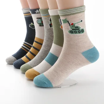  2019 Новые весенне-осенние детские носки из горячего хлопка в полоску для мальчиков, детские носки для девочек от 3 до 15 лет, 5 пар/лот