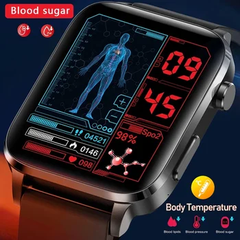  2023 Безболезненное неинвазивное измерение уровня сахара в крови Смарт-часы Для мужчин Лазерное лечение артериального давления Здоровье Женщин Глюкометр Умные Часы