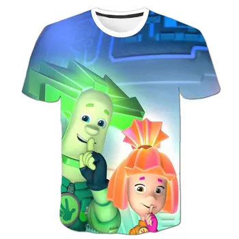  2023 Летняя новая детская одежда, футболка с русским мультфильмом 