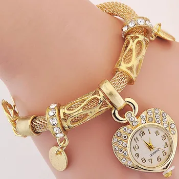  2023 Милые Золотые Серебряные Часы-браслет с Сердечком INS Style Girl Women Heart Стальной Браслет-браслет для Влюбленных, Подарок для Подруги