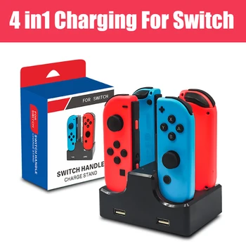  4 In1 Зарядная док-станция для контроллера Nintendo Switch Joy-con LED Зарядное устройство для Геймпада Nintendo Switch Pro, Подставка для зарядки NS Switch