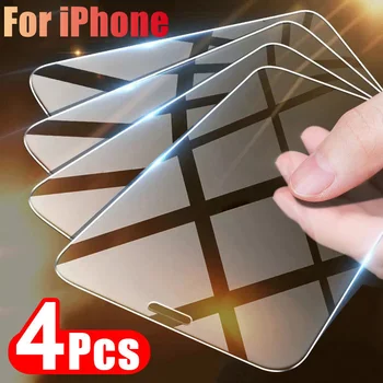  4ШТ Закаленное Стекло Для iPhone 13 12 11 pro max 8 7 6 5 Plus Защитная пленка для экрана на iPhone 12 11 13 mini X XR Xs Max SE 2020 Glass