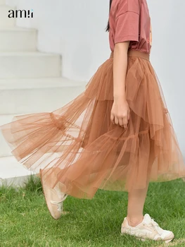  Amii Сетчатые юбки для девочек, коллекция 2023 года, Весна-Осень, Новая модная юбка в стиле пэчворк, праздничный халат-пачка, Детская одежда 22343005