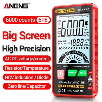  ANENG 616 Тестер цифрового мультиметра на 6000 отсчетов, Тестер конденсатора с автоматическим отключением, ЖК-дисплей с подсветкой для Ом-диода, NVC, Гц
