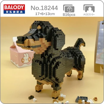 Balody Животный мир Такса Подставка для собаки Домашнее животное 3D Модель DIY Мини Алмазные Блоки Кирпичи Строительная игрушка для детей без коробки
