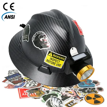  CE Защитный Шлем с Полными Полями, Каска, Наклейки Из Углеродного Волокна, Строительная Рабочая Кепка, Легкая Железнодорожная Защитная Каска Из HDPE