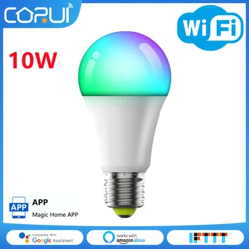  CoRui E27 WiFi Умная Лампа Bluetooth Пульт Дистанционного Управления 10wRGB Красочная Лампа С Регулируемой Яркостью Таймер Magic Home Pro Alexa Google Home Alice