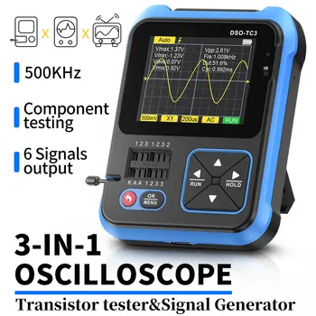  DSO-TC3 Цифровой Осциллограф, Тестер транзисторов, Функциональный Генератор сигналов, 3 В 1, Многофункциональный Тестер электронных компонентов