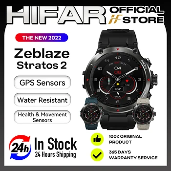  HIFAR Новый 2022 Zeblaze Stratos 2 GPS Смарт-Часы AMOLED Дисплей 24h Монитор здоровья 5 АТМ Длительный Срок службы батареи Умные Часы для Мужчин