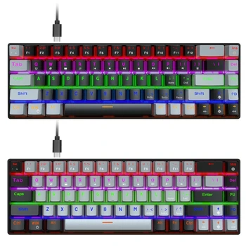  K92F USB Проводная игровая клавиатура 68 клавиш, научная раскладка, клавиатура с RGB подсветкой