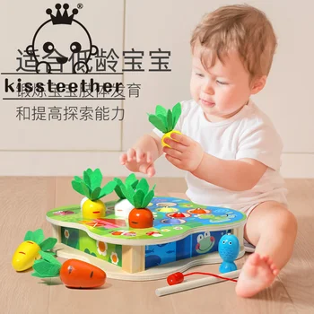  Kissteether, Новая счастливая ферма, Редис, Магнитная рыбалка, Деревянные строительные блоки, детская обучающая настольная игрушка, подарок для ребенка