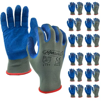  NMShield 24 шт./12 пар, противоскользящие дышащие перчатки из латексной резины с полиэстеровым покрытием, Защитные садовые перчатки для домашнего труда
