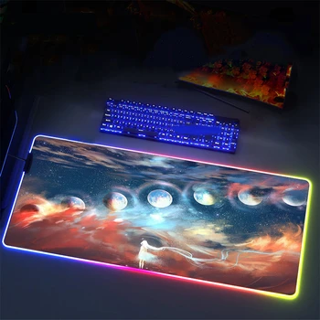  RGB Изображение Звездного неба из Японского Аниме высокой четкости Геймеры должны иметь Большую настольную клавиатуру с водонепроницаемым нескользящим светодиодным ковриком для мыши