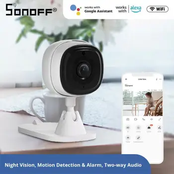  SONOFF CAM Тонкая WiFi камера безопасности для умного дома 1080P HD с сигнализацией движения, двусторонняя аудиосвязь для Alexa Google Assistant