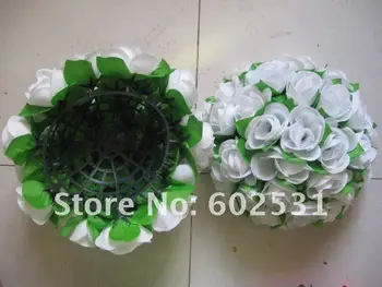 SPR Свадебный шар для поцелуев, 25 см, белый с зелеными листьями, праздничный цветочный шар, праздничный цветочный шар