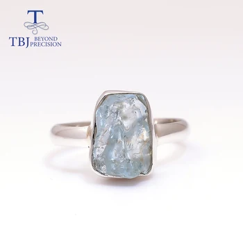  TBJ, новое аквамариновое кольцо ручной работы, натуральный драгоценный камень, без оригинальных ювелирных изделий, серебро 925 пробы, женский камень для рождения