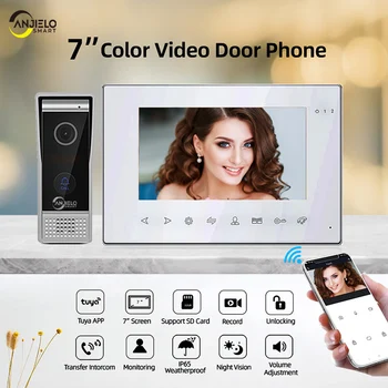  Tuyasmart Home 7-дюймовая беспроводная система видеодомофона для разблокировки мобильного телефона, Домашняя защита от кражи, обнаружение движения и инфракрасный эффект