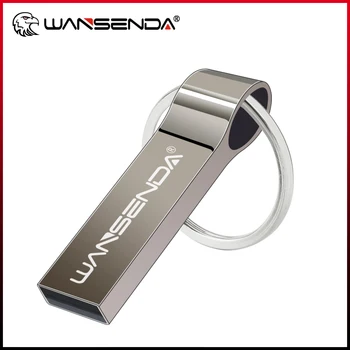  WANSENDA Металлический USB Флэш-Накопитель Водонепроницаемый Флеш-накопитель 128 ГБ 64 ГБ 32 ГБ 16 ГБ 8 ГБ Memory Stick 2,0 Флэш-накопитель с кольцом для ключей