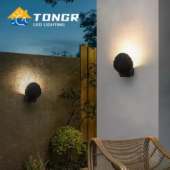  Алюминиевый Светодиодный наружный настенный светильник Ip65 Водонепроницаемый Для гостиной, Спальни, наружного коридора, внутреннего двора, сада, настенный светильник в виде ракушки