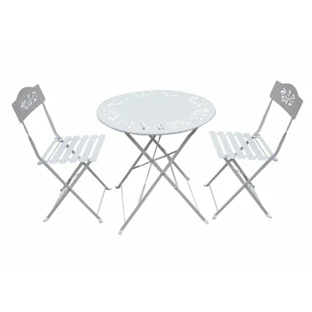  Белый металлический набор для бистро из 1 стола и 2 стульев, мебель для балкона, набор для бистро, набор уличной мебели для патио