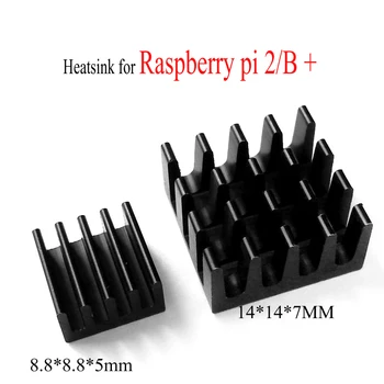  Бесплатная доставка 100 шт./компл. 2 шт./компл. охлаждающий малиновый 8,8*8,8*5 мм +14*14* радиатор 7 мм для Raspberry Pi 2/B радиатор raspberry kit