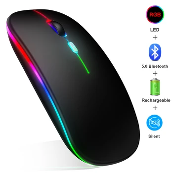  Беспроводная мышь, Bluetooth-мышь для компьютера, Перезаряжаемая мышь, Беспроводная USB Mause RGB, Бесшумная Mause, Эргономичная мышь для портативных ПК