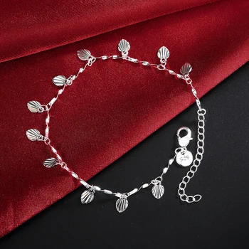  Большая акция, Серебряный цвет, красивый браслет-цепочка с листьями, модный очаровательный ножной браслет, Свадебный Милый женский подарок для вечеринки LH036
