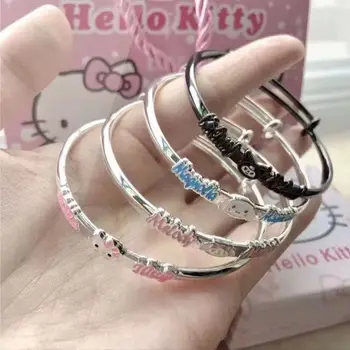  Браслет Hello Kitty для женщин, ювелирные изделия Sanrio, браслеты с корицей Kuromi, мультяшные украшения на запястье из сплава, Украшение для рук, подарок для девочек